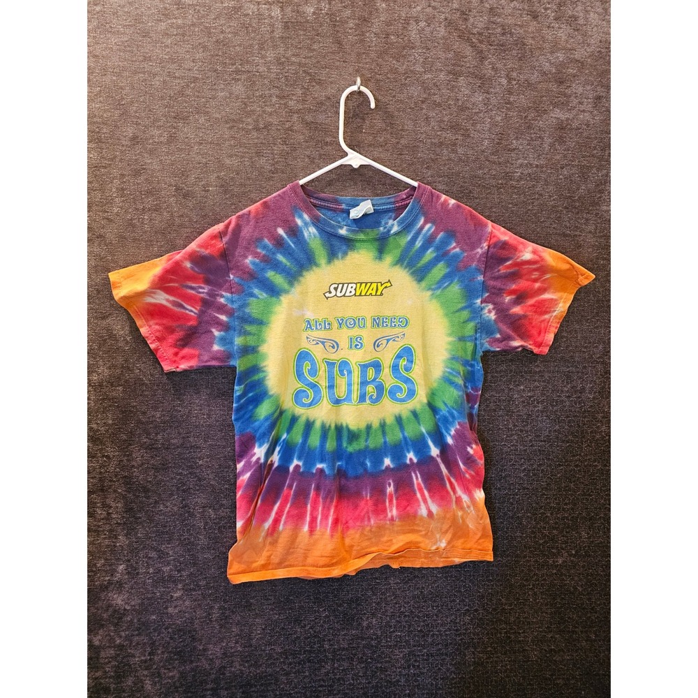 Subway Tie Dye T Shirt All You Need Is Subs Groovy Chips Adult M